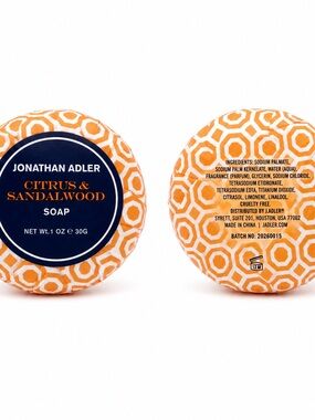 Jonathan Adler Citrus & Sandalwood Luxury Hotel Bath Soap Bar 30g / 1 oz New